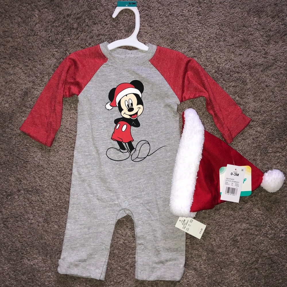 Disney Mickey Mouse Christmas Set 0-3 Months, New